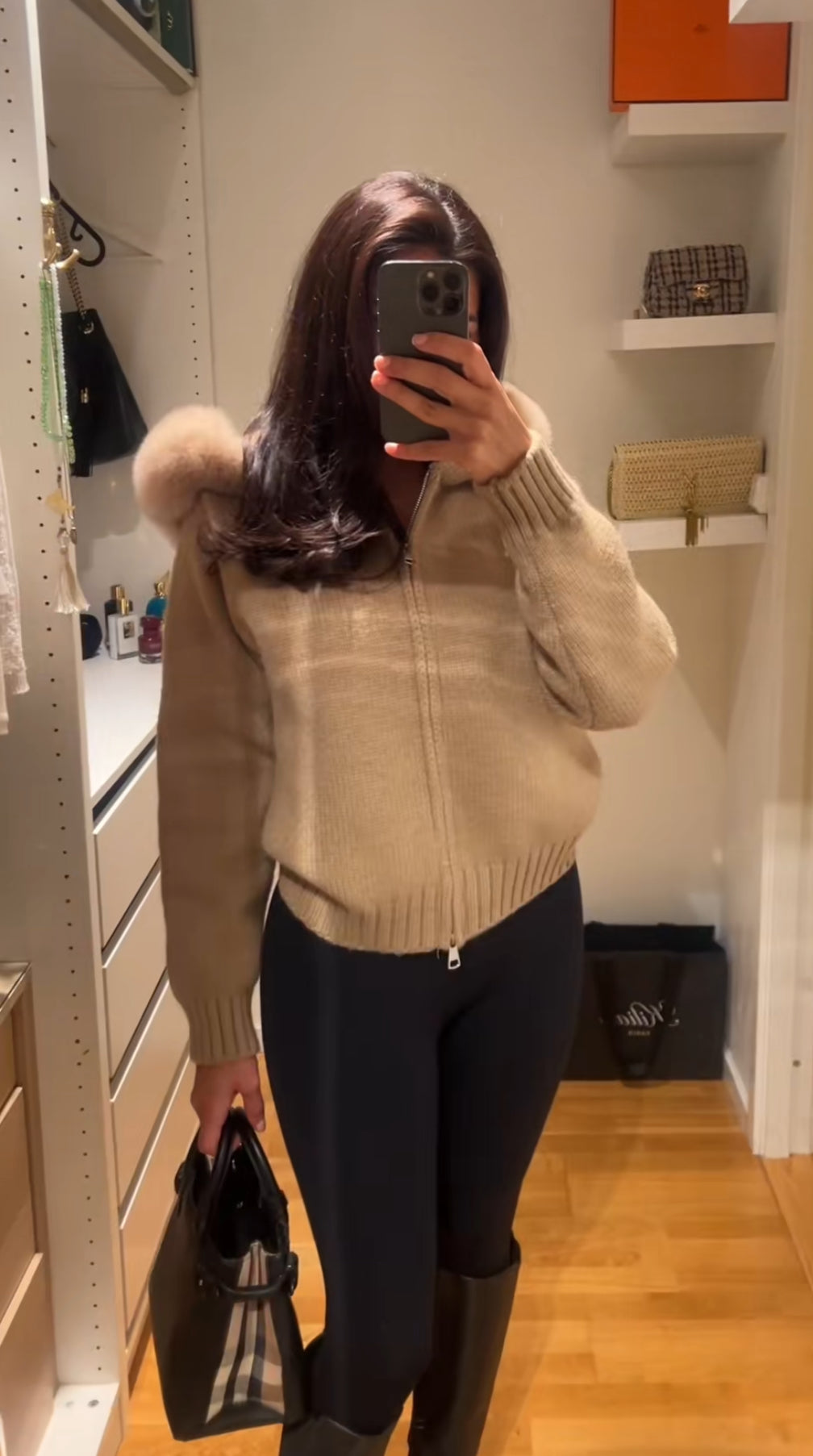 LAMOUR FUR JACKET- BROWN