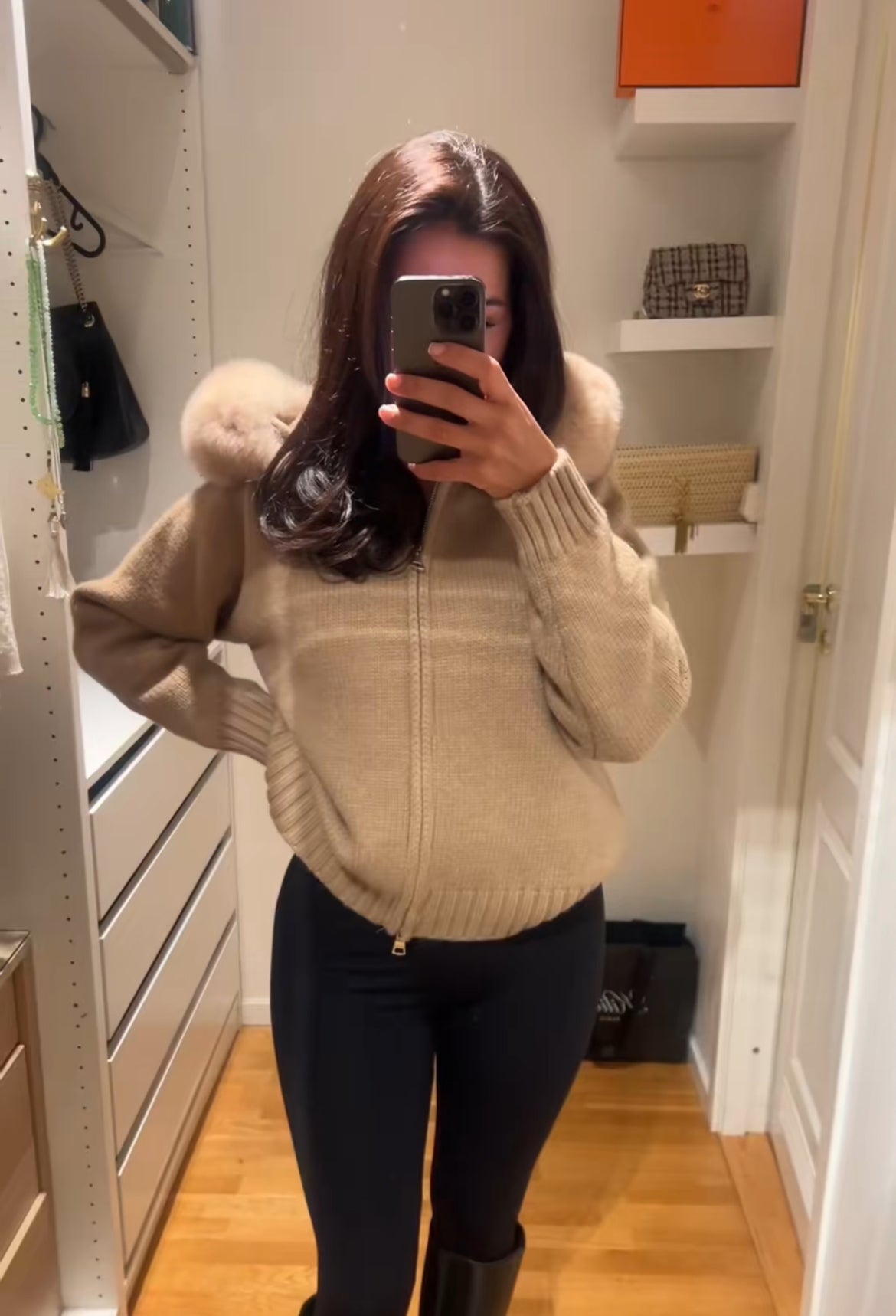 LAMOUR FUR JACKET- BROWN