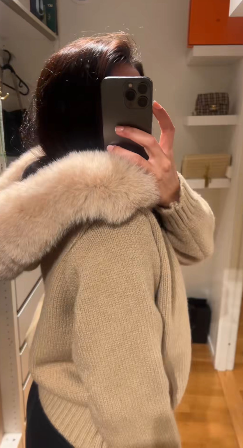 LAMOUR FUR JACKET- BROWN